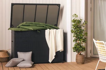 Gigant vattentät dynbox XL utomhus - Dynlåda i konstrotting (B150xD90xH101 cm) - Svart - Products - Utemöbler & utemiljö - Utomhusförvaring - Dynförvaring - Dynbox & dynlåda