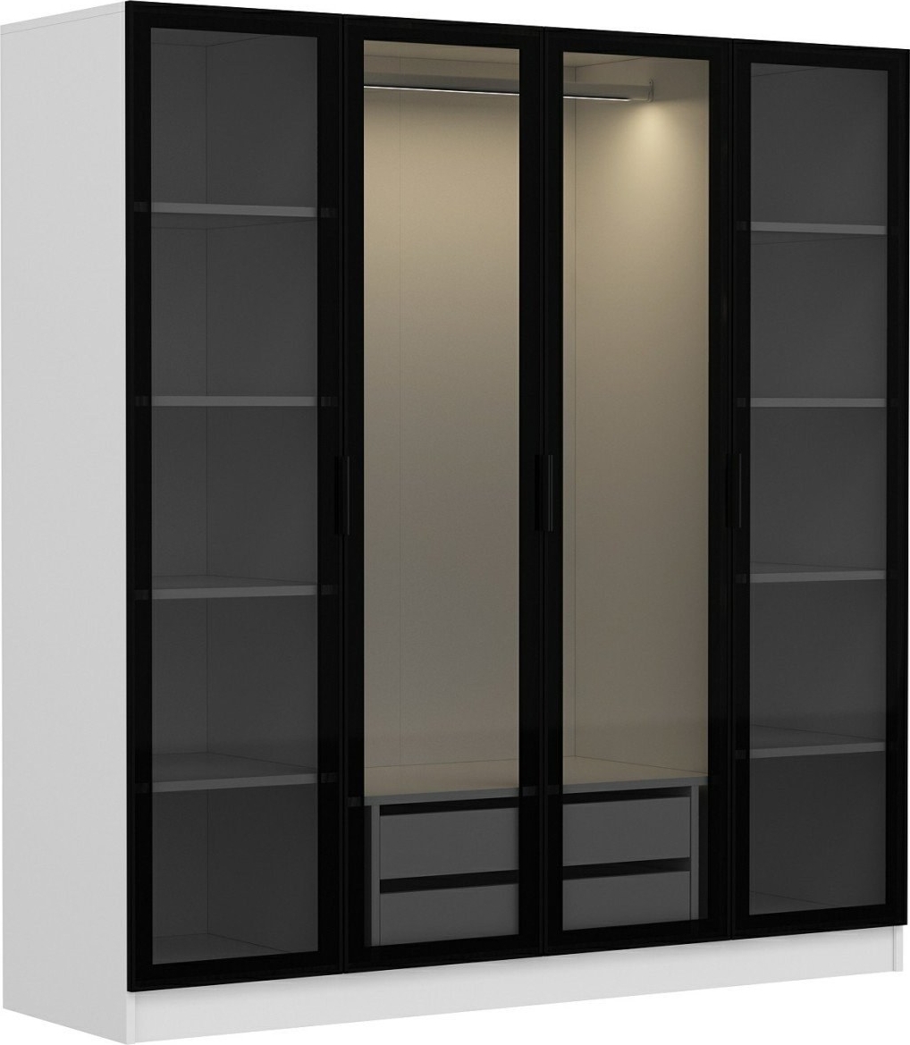 Cavolo vaatekaappi 180 cm - Valkoinen/musta