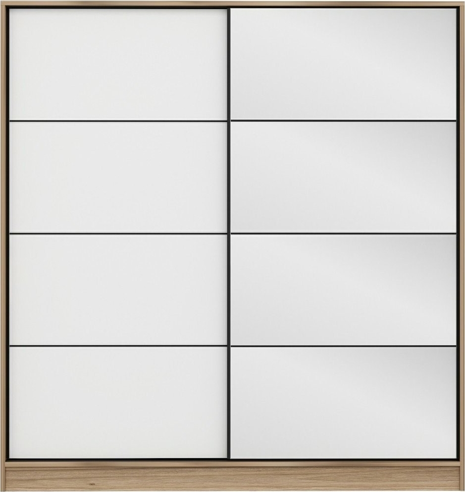 Kapusta vaatekaappi peiliovella, 180 cm - Ruskea/valkoinen Kapusta vaatekaappi peiliovella, 180 cm - Ruskea/valkoinen