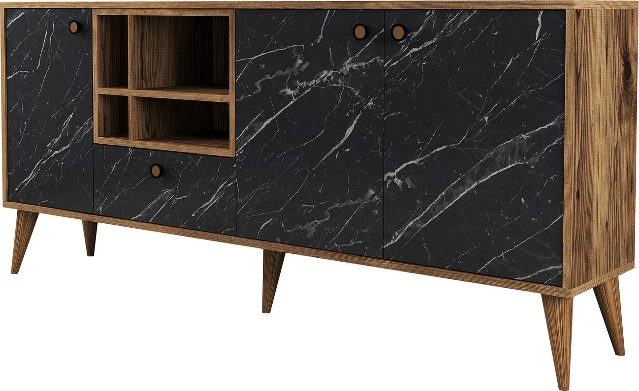 Nappan senkki - musta/pähkinä Nappan senkki - musta/pähkinä