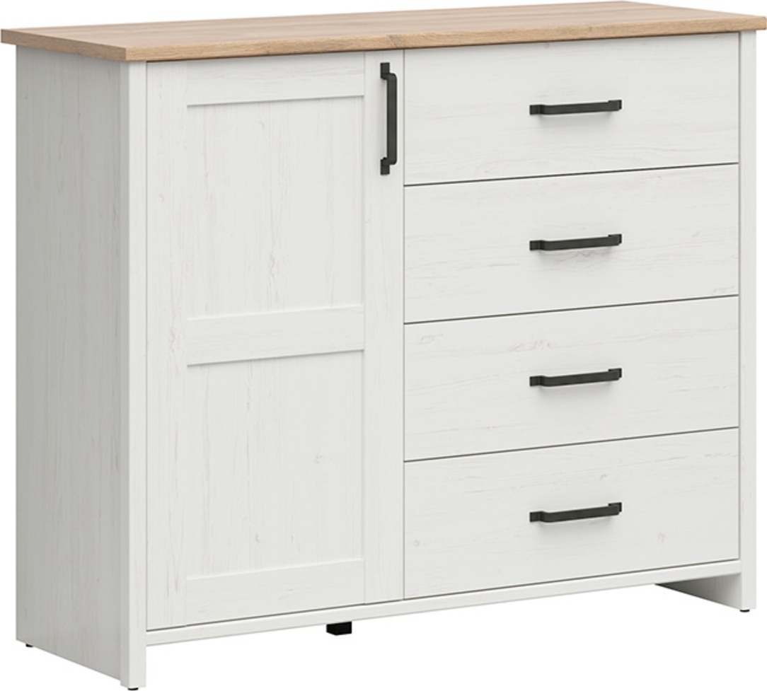 Loksa lipasto 120 cm - Valkoinen mänty/tammi Loksa lipasto 120 cm - Valkoinen mänty/tammi