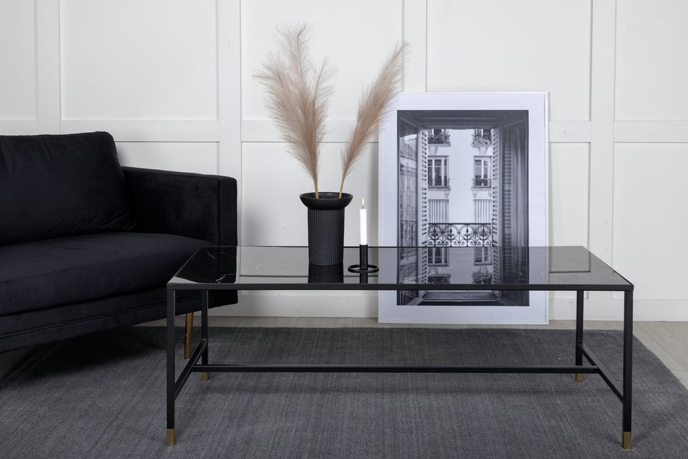 Slope sohvapöytä 130x60 cm - Musta/messinki Slope sohvapöytä 130x60 cm - Musta/messinki