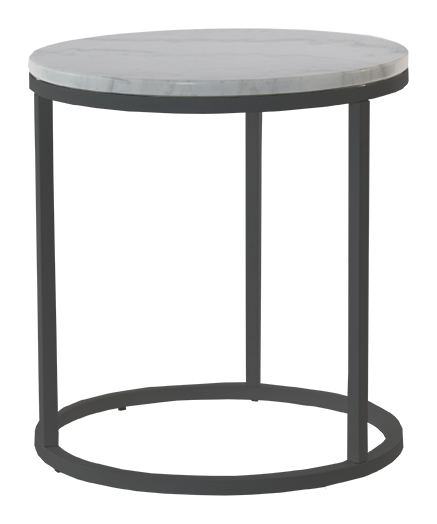 Accent lamppupöytä, pyöreä D50 cm - Valkoinen marmori / musta runko Accent lamppupöytä, pyöreä D50 cm - Valkoinen marmori / musta runko