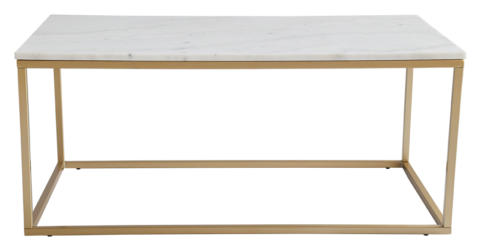 Accent- sohvap�yt� - 110 cm halkaisija - Valkoinen / Marmori / Messinki