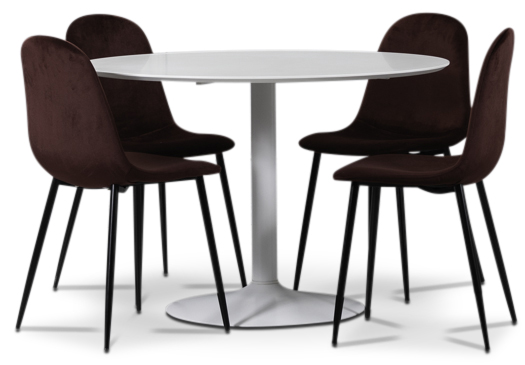 Seat ruokailuryhm�, py�re� ruokap�yt� + 4kpl Carisma-samettituolia - Valkoinen / viininpunainen