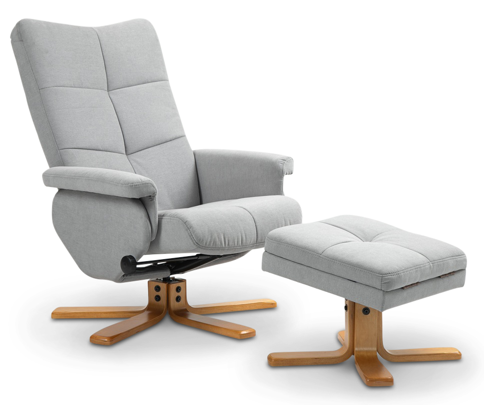 Duva sdettv nojatuoli, rahi ja silytystila - Harmaa kangas puisilla jaloilla + Huonekalujen tekstiilien hoito