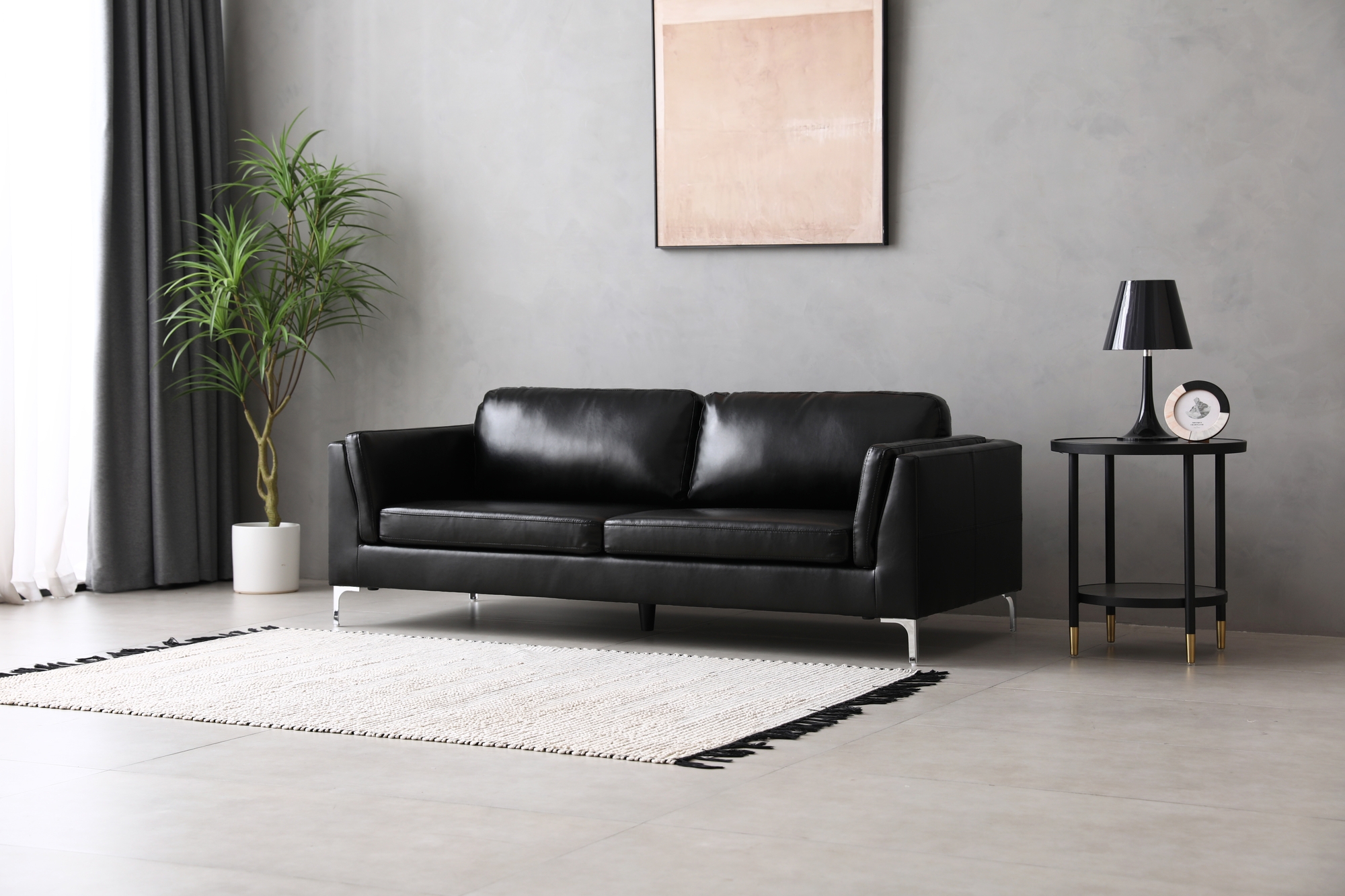 Sohva 3-istuttava musta PU - Cansas