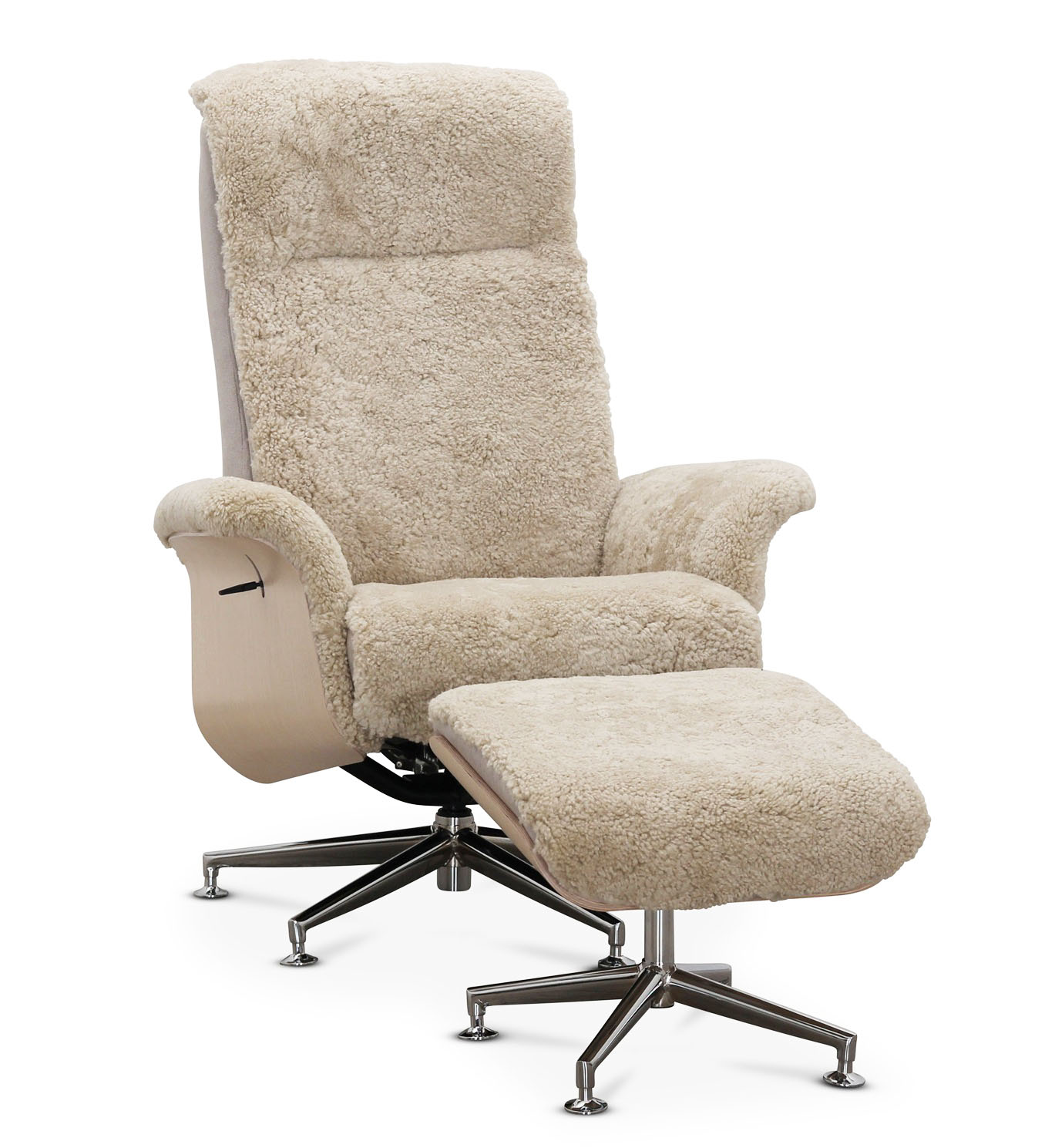 Nojatuoli jalkarahilla, aitoa lampaannahkaa, beige/valkoinen - Ulla Nojatuoli jalkarahilla, aitoa lampaannahkaa, beige/valkoinen - Ulla