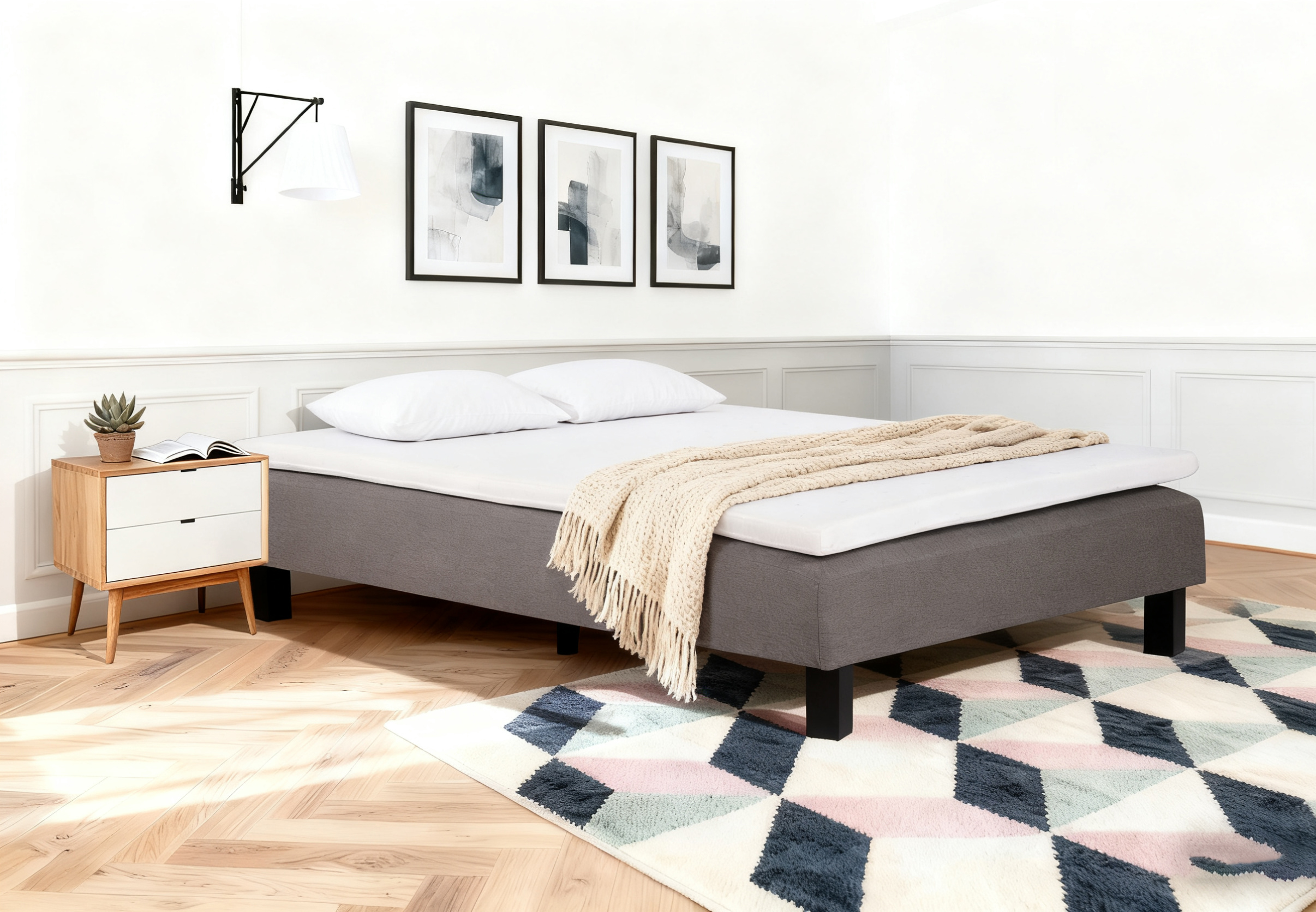 Somnia Family -runkosänky 120x200 cm, yhden hengen sänky patjansuojuksella - Harmaa Somnia Family -runkosänky 120x200 cm, yhden hengen sänky patjansuojuksella - Harmaa