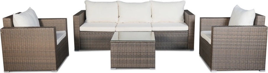 Yngsjö ulkoilu ryhmä; 3-istuttava sohva pöydällä ja 2 nojatuolia - Ruskea synteettinen rottinki Yngsjö ulkoilu ryhmä; 3-istuttava sohva pöydällä ja 2 nojatuolia - Ruskea synteettinen rottinki