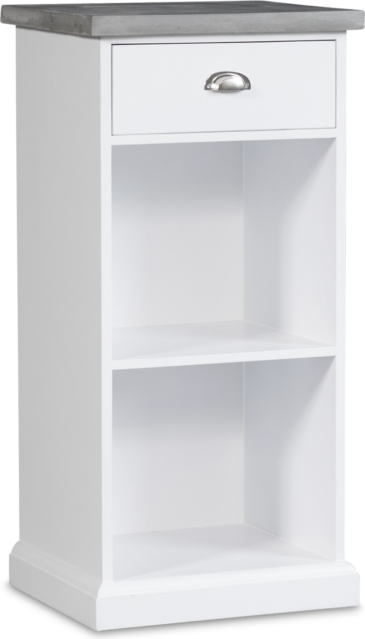 Lipasto Hugo yhdell� laatikolla ja s�ilytystilalla - Valkoinen/sementti