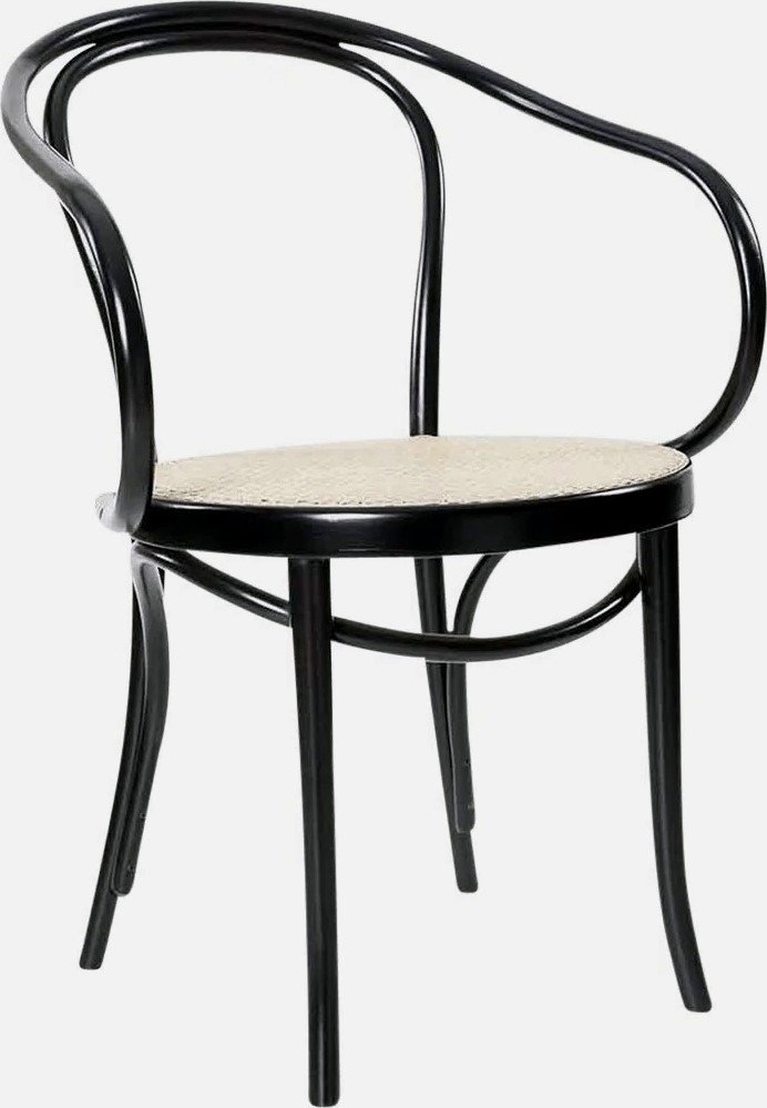 No30-nojatuoli taivepuusta, klassikko - Mustapetsattu / Rottinki