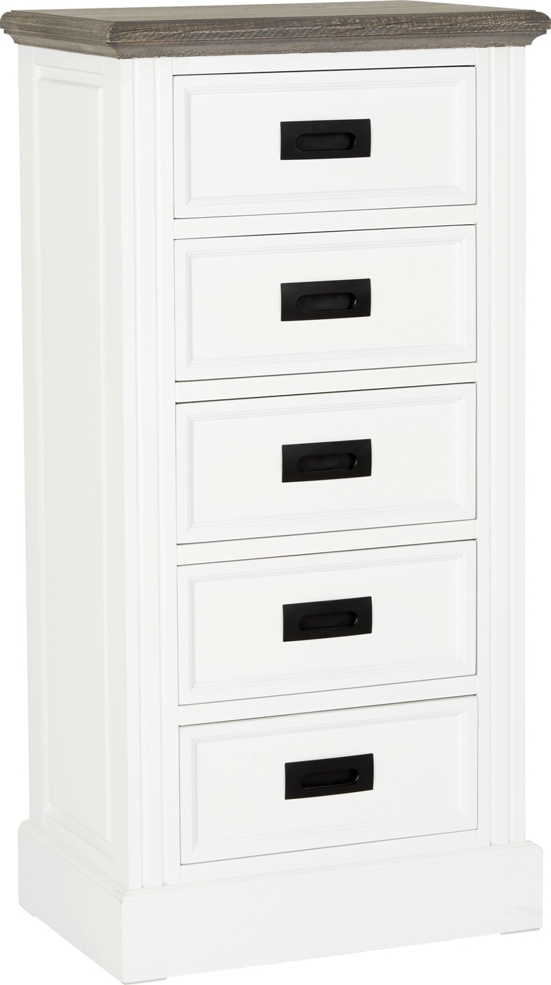 Malou-lipasto, korkea lipasto s�ilytysmahdollisuudella - Valkoinen / Ruskeanharmaa