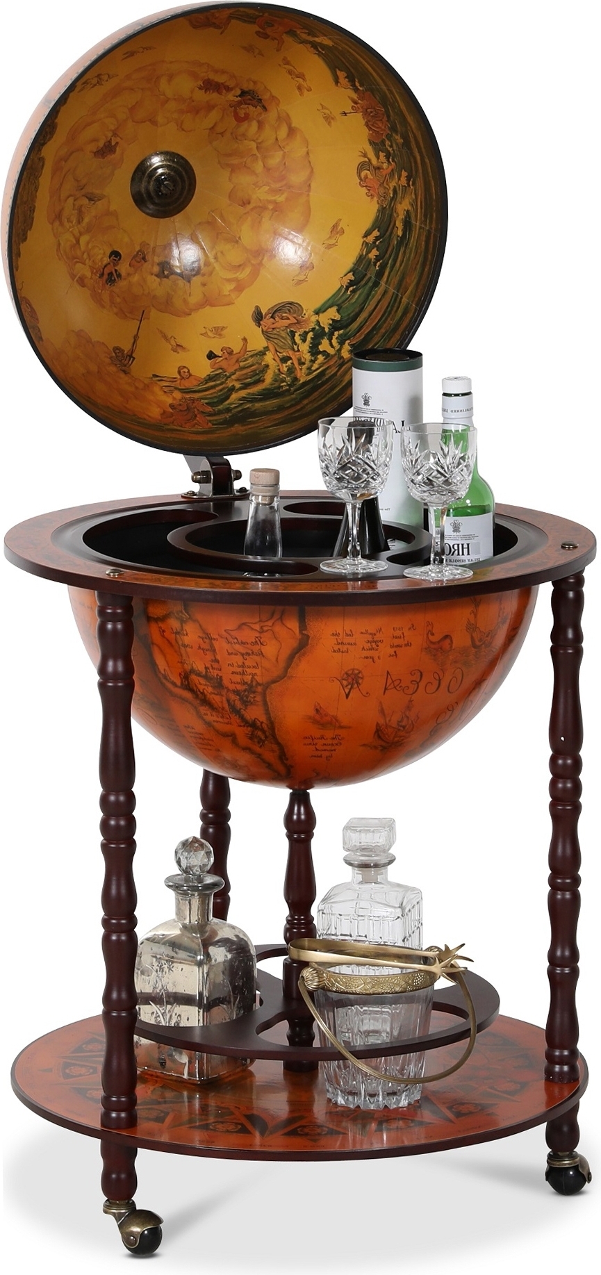 Da Vinci -karttapallobaarikaappi malli 93 - Saksanpähkinä + Huonekalujen jalat Da Vinci -karttapallobaarikaappi malli 93 - Saksanpähkinä + Huonekalujen jalat