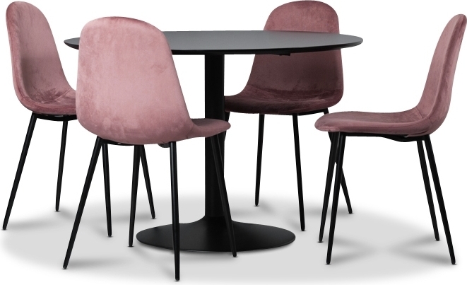 Seat ruokailuryhm�, ruokap�yt� + 4kpl Carisma-samettituolia - Musta / koralli
