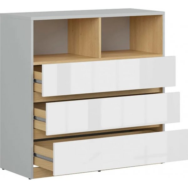 Nandu lipasto - Harmaa/tammi/valkoinen