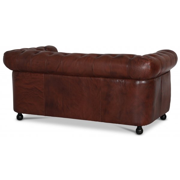 Old England 2-istuttava Chesterfield-sohva aitoa nahkaa, vanhentunutta