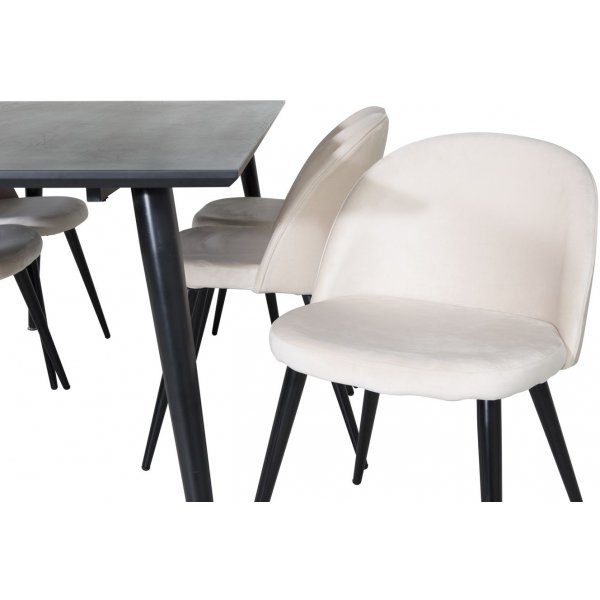 Ruokailuryhmä Kaltevuus 180x90 cm sis. 6 Alice-tuolia - Mustaksi petsattu tammiviilu Ruokailuryhmä Kaltevuus 180x90 cm sis. 6 Alice-tuolia - Mustaksi petsattu tammiviilu