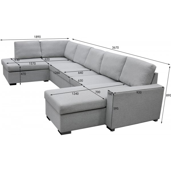 Solna U- sohva - XL - 364cm - Oikea Solna U- sohva - XL - 364cm - Oikea