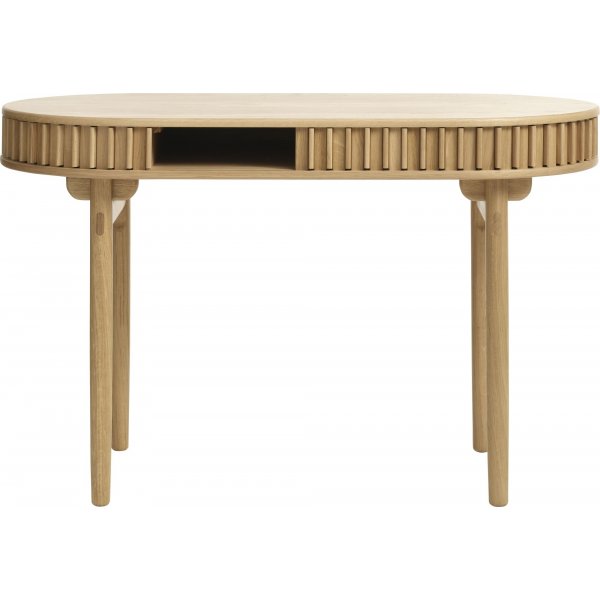 Öljyttyä tammea oleva kuplapöytä säilytystilalla Öljyttyä tammea oleva kuplapöytä säilytystilalla