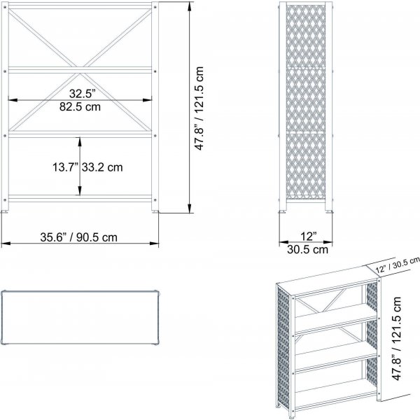 Shenna kirjahylly - valkoinen/musta