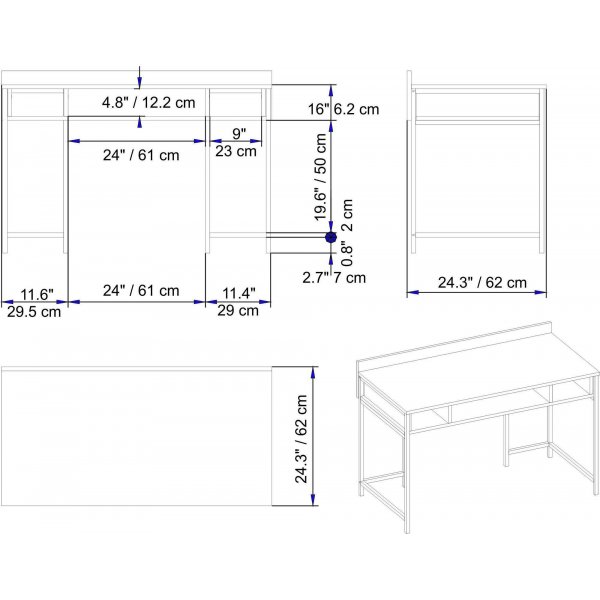 Tumata kirjoitusp�yt� 119,5x62 cm - Valkoinen