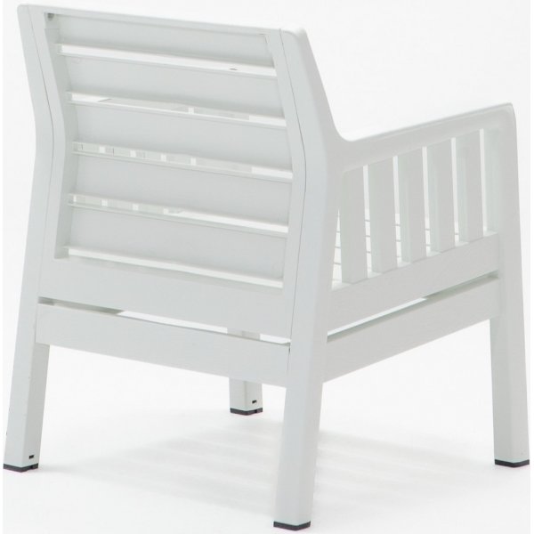 Lara-loungeryhmä, jossa 3-istuttava sohva, 2 nojatuolia ja pöytä ilman tyynyjä - Valkoinen Lara-loungeryhmä, jossa 3-istuttava sohva, 2 nojatuolia ja pöytä ilman tyynyjä - Valkoinen