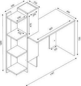 Gina kirjoituspyt 90x45 cm - Valkoinen/phkin