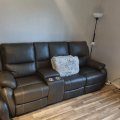 Asiakaskuva Kolmen istuttava (sähköinen) Enjoy Hollywood recliner-sohva (Elokuvasohva) - Harmaa keinonahka (malli H)