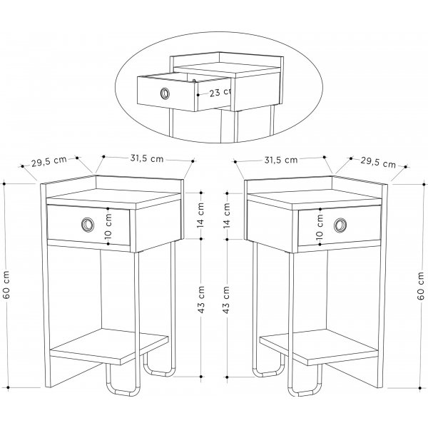 Canis yöpöytä - kevyt mokka Canis yöpöytä - kevyt mokka