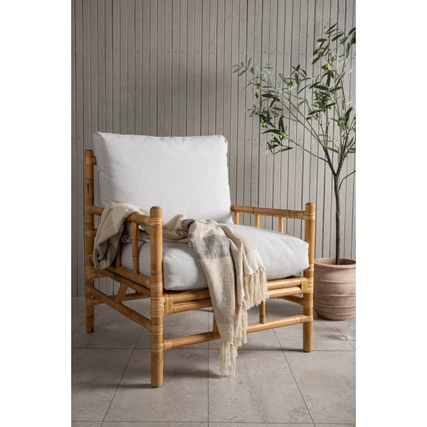 Cane nojatuoli - vaaleanharmaa/luonnollinen Cane nojatuoli - vaaleanharmaa/luonnollinen