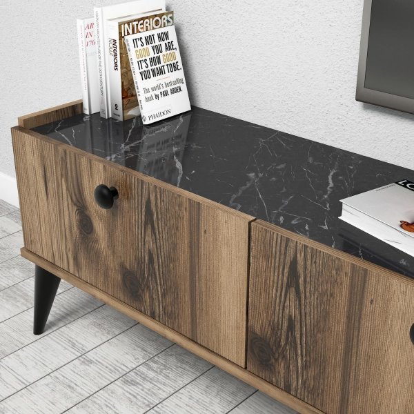 Lidya TV-taso - Pähkinäpuu/marmori Lidya TV-taso - Pähkinäpuu/marmori