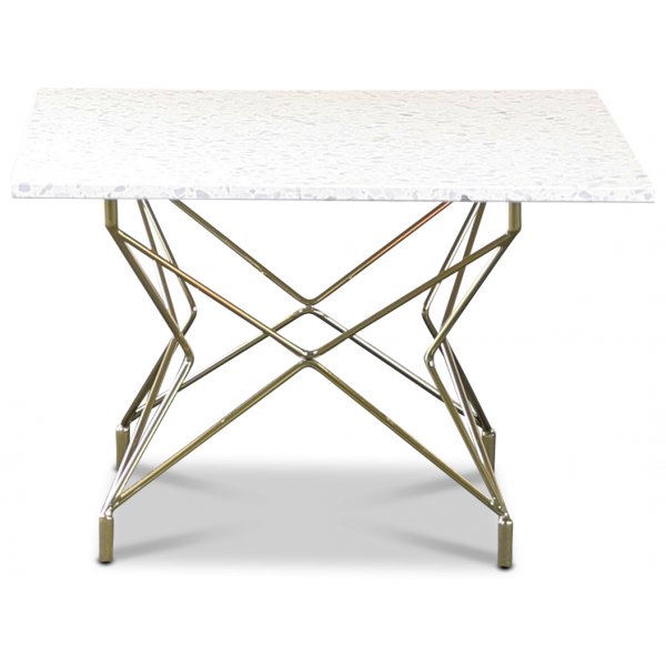 Terrazzo-sohvapöytä 75x75 cm - Bianco Terrazzo & Messinkinen Star-runko Terrazzo-sohvapöytä 75x75 cm - Bianco Terrazzo & Messinkinen Star-runko