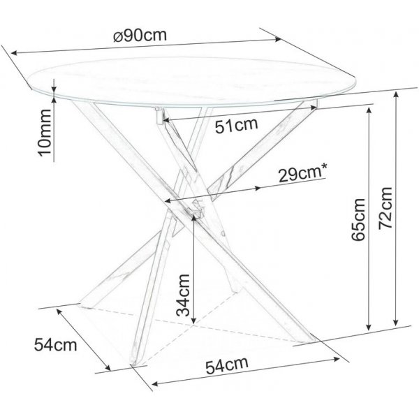 Ruokapyt lasikannella 90 cm, kultaiset jalat + Huonekalujen jalat