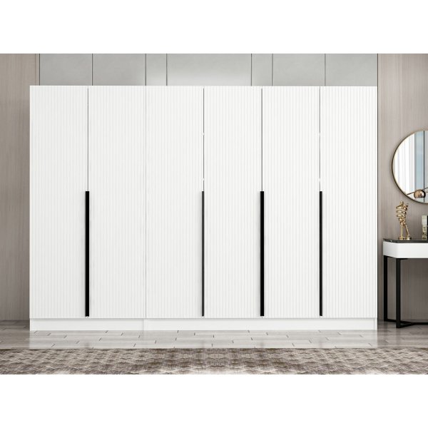 Cikani vaatekaappi 270x52x210 cm, variantti A - Valkoinen