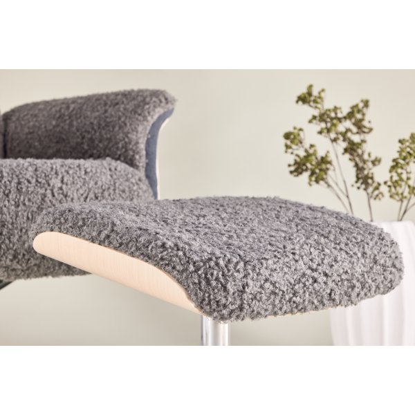 Nojatuoli jalkarahilla - Harmaa lampaannahkajljitelm/valkoiseksi maalattu tammi + Huonekalujen tekstiilien puhdistus