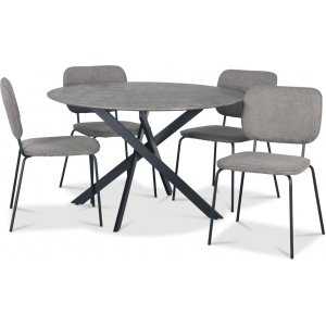 Hogrän ruokailuryhmä Ø120 cm betonijäljitelmäpöytä + 4 harmaata Lokrume tuolia Hogrän ruokailuryhmä Ø120 cm betonijäljitelmäpöytä + 4 harmaata Lokrume tuolia