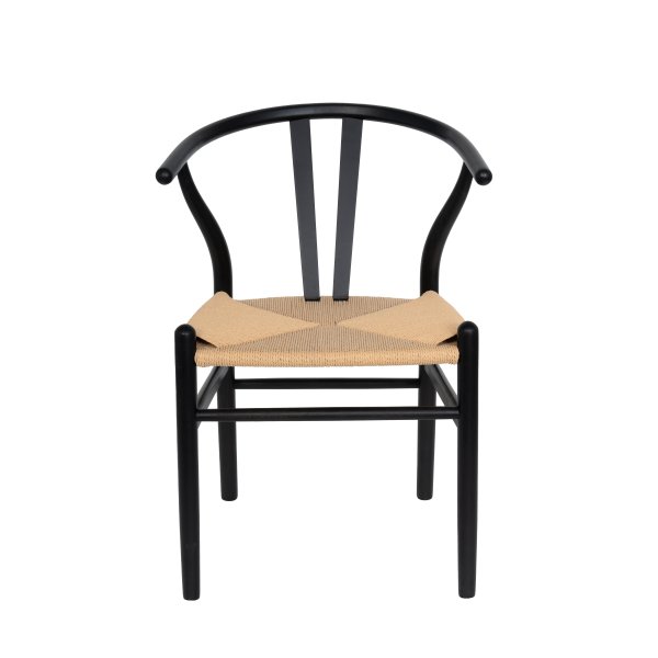 Ludvig-ruokapöytä Ø120 cm tammi, 4 Brandon-nojatuolia mustana köysiistuimella Ludvig-ruokapöytä Ø120 cm tammi, 4 Brandon-nojatuolia mustana köysiistuimella