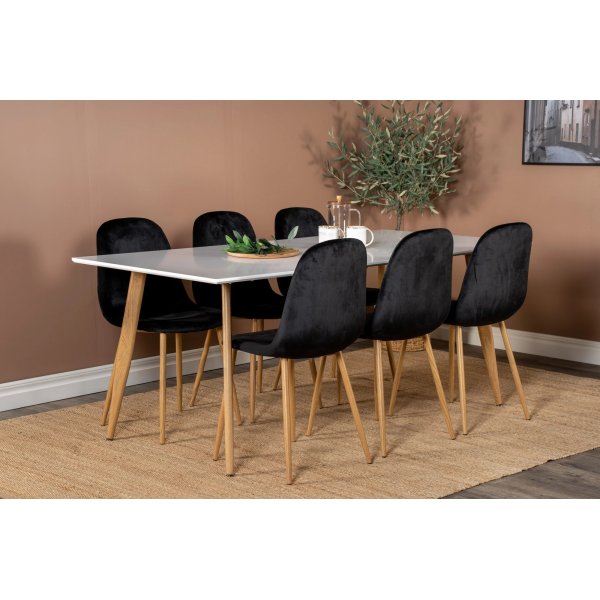 Bridge ruokapyt 180 cm - Valkoinen/tammi