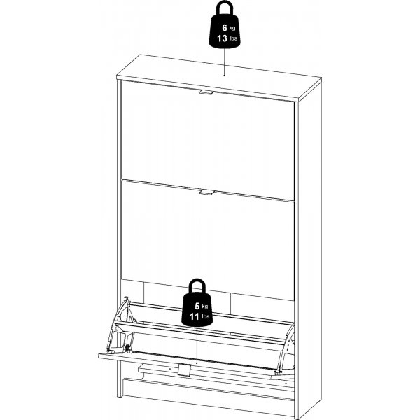 Kengät syvä kenkäkaappi, jossa 3 lokeroa - tammi/valkoinen Kengät syvä kenkäkaappi, jossa 3 lokeroa - tammi/valkoinen
