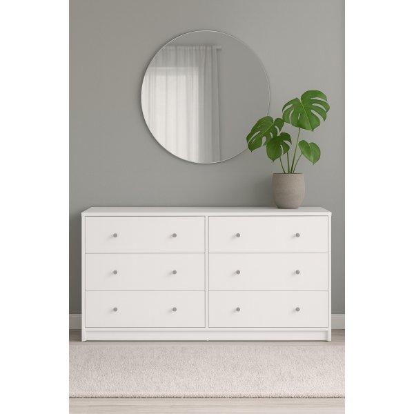 Lipasto, 6 laatikkoa, valkoinen - toukokuu + Huonekalujen jalat Lipasto, 6 laatikkoa, valkoinen - toukokuu + Huonekalujen jalat