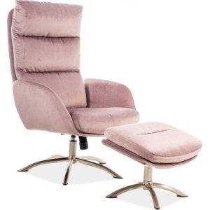 Monroe-nojatuoli, jossa rahi vaaleanpunaista samettia