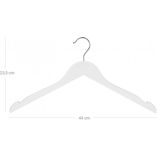Vaateripustin ilman housunlahkea, puu, 44,5 cm, 20 kpl - Valkoinen Vaateripustin ilman housunlahkea, puu, 44,5 cm, 20 kpl - Valkoinen