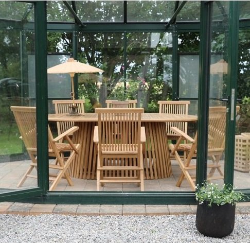 Salt ulkoruokailuryhm soikea ruokapyt 200 cm, 6 runkotuolia - Teak