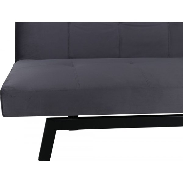 Tummanharmaata samettia oleva vuodesohva + Huonekalujen jalat