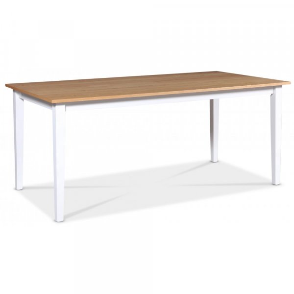 Fårö ruokaryhmä; ruokapöytä 180x90 cm - Valkoinen/öljytty tammi ja 6 Danderyd No.16 tuolia Whitewash Fårö ruokaryhmä; ruokapöytä 180x90 cm - Valkoinen/öljytty tammi ja 6 Danderyd No.16 tuolia Whitewash