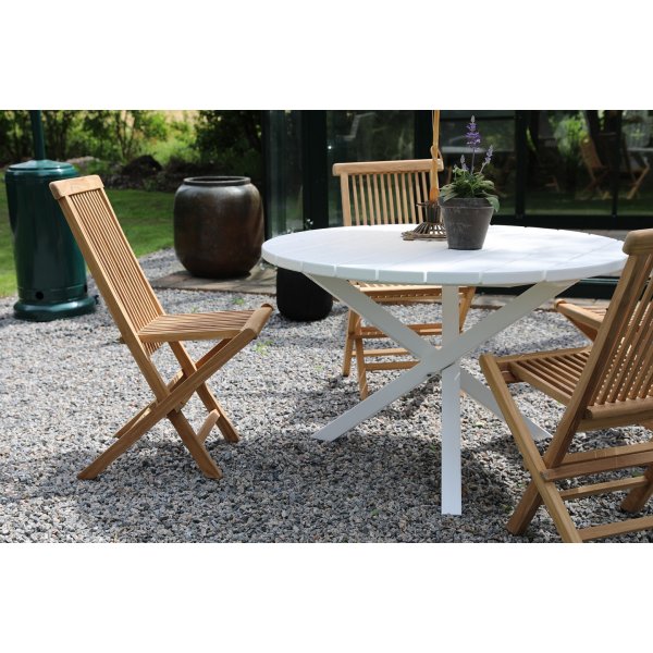 Scottsdale ulkoruokailuryhmä pöydän ympärillä ja 4 Saltö tiikkituolia - teak/White Scottsdale ulkoruokailuryhmä pöydän ympärillä ja 4 Saltö tiikkituolia - teak/White