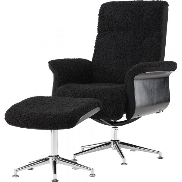 Hagön lepotuoli jalustalla - musta / kromi + Huonekalujen puhdistus Hagön lepotuoli jalustalla - musta / kromi + Huonekalujen puhdistus