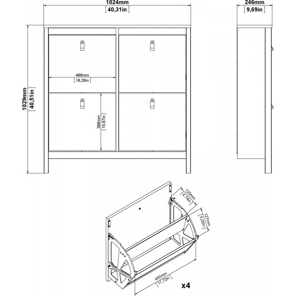 Madrid kenkäkaappi - musta Madrid kenkäkaappi - musta
