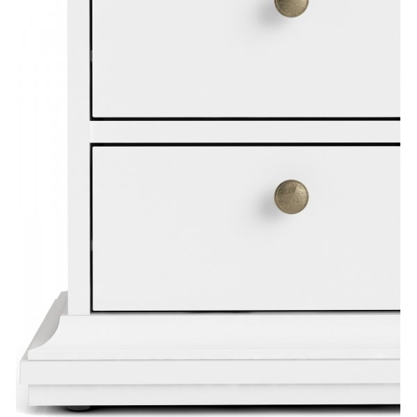 Parisin kapea yöpöytä, jossa 2 laatikkoa ja 1 avoin lokero - Valkoinen Parisin kapea yöpöytä, jossa 2 laatikkoa ja 1 avoin lokero - Valkoinen